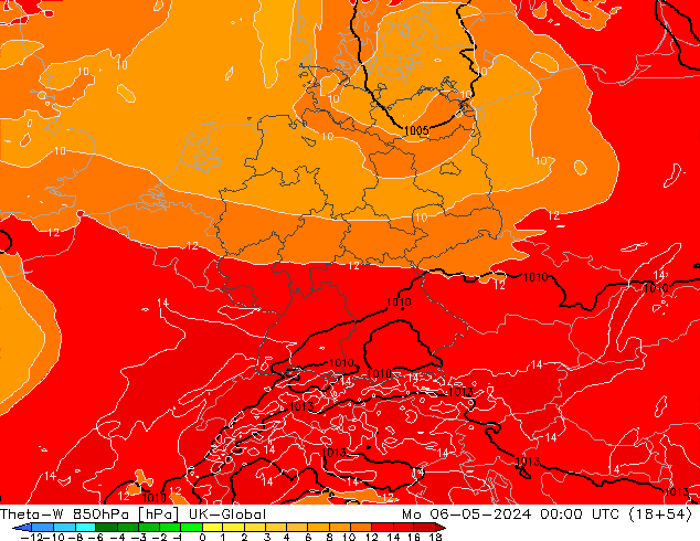 Theta-W 850hPa UK-Global Mo 06.05.2024 00 UTC
