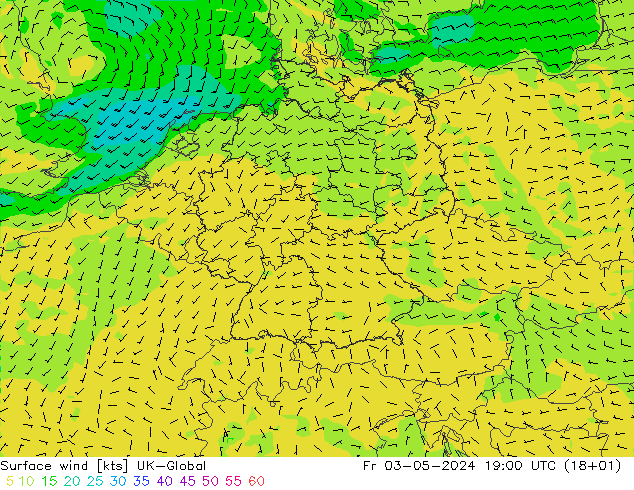 Surface wind UK-Global Fr 03.05.2024 19 UTC