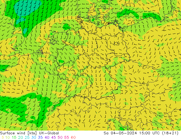 Surface wind UK-Global Sa 04.05.2024 15 UTC