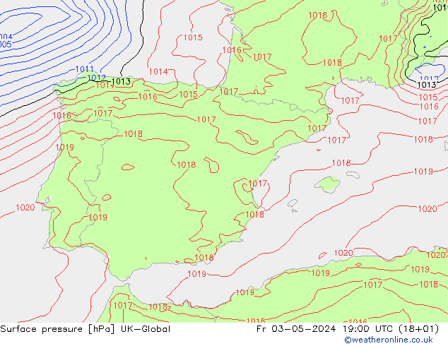 Luchtdruk (Grond) UK-Global vr 03.05.2024 19 UTC