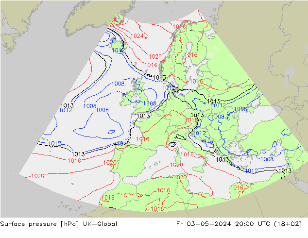 Surface pressure UK-Global Fr 03.05.2024 20 UTC