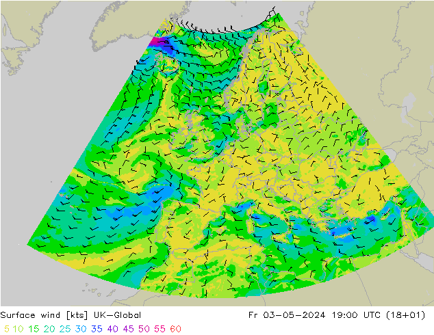 Surface wind UK-Global Fr 03.05.2024 19 UTC