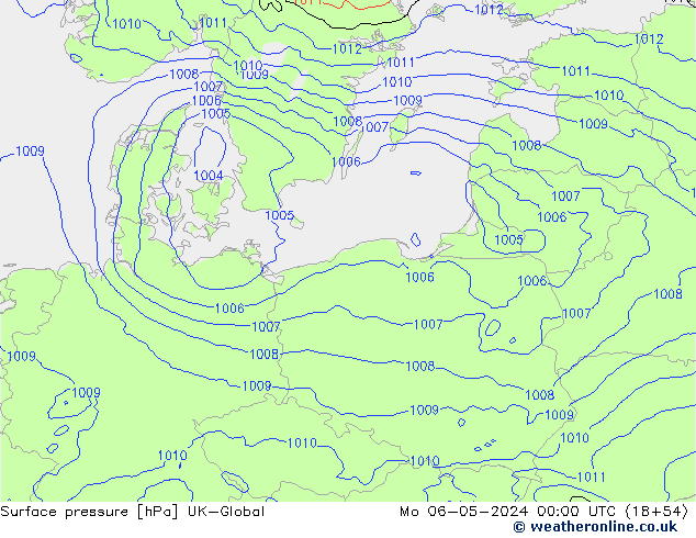Pressione al suolo UK-Global lun 06.05.2024 00 UTC