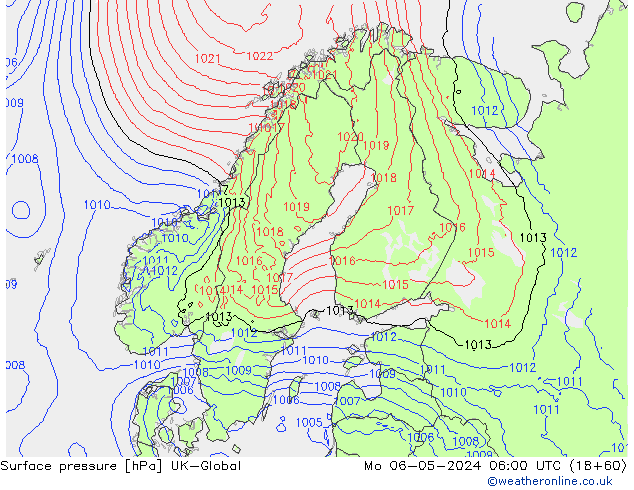 приземное давление UK-Global пн 06.05.2024 06 UTC