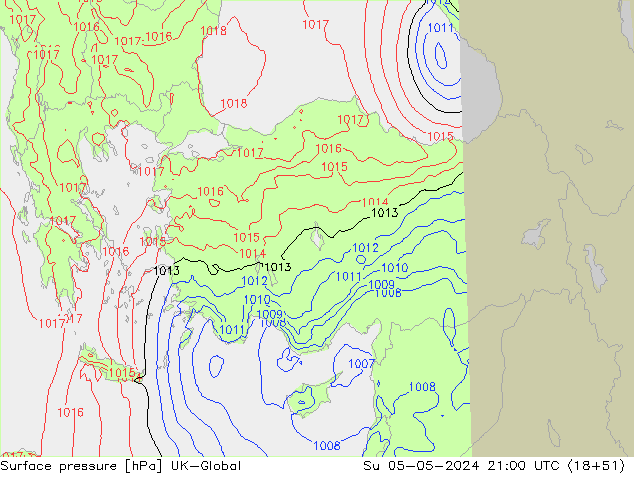 Surface pressure UK-Global Su 05.05.2024 21 UTC