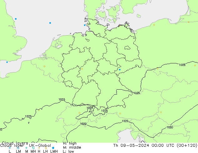 Cloud layer UK-Global Th 09.05.2024 00 UTC