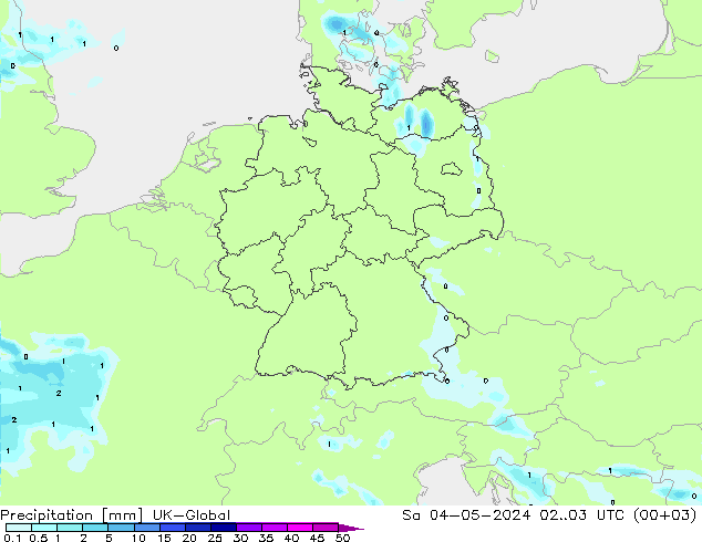 Precipitación UK-Global sáb 04.05.2024 03 UTC