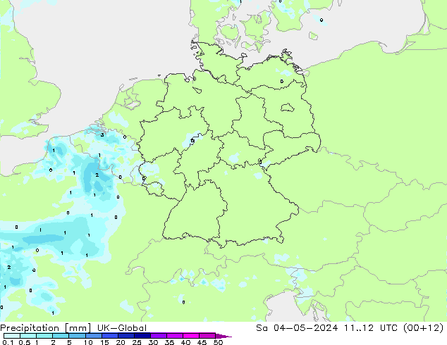 降水 UK-Global 星期六 04.05.2024 12 UTC