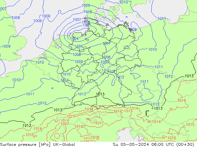 pression de l'air UK-Global dim 05.05.2024 06 UTC