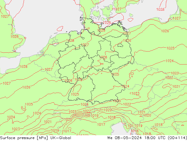 Luchtdruk (Grond) UK-Global wo 08.05.2024 18 UTC