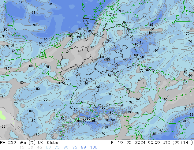 RH 850 hPa UK-Global ven 10.05.2024 00 UTC