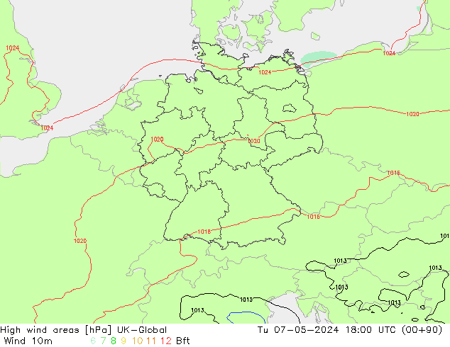 High wind areas UK-Global Tu 07.05.2024 18 UTC