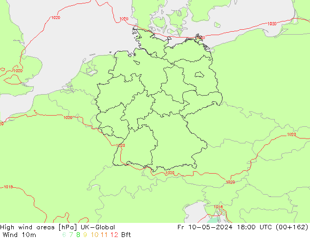 High wind areas UK-Global Fr 10.05.2024 18 UTC