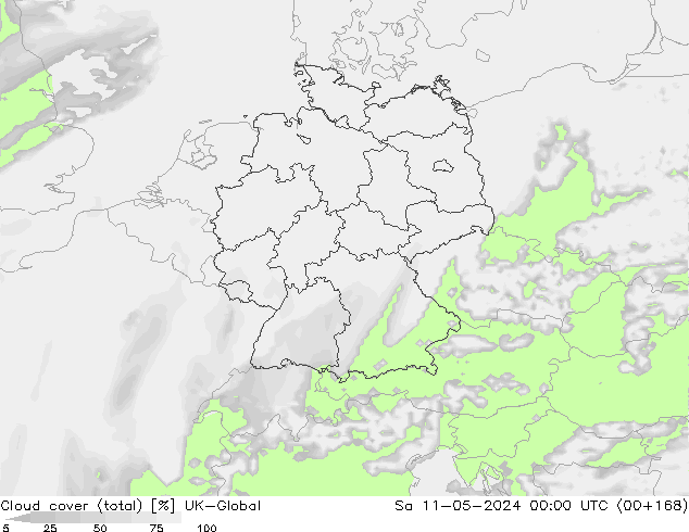 nuvens (total) UK-Global Sáb 11.05.2024 00 UTC