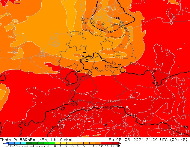 Theta-W 850hPa UK-Global Su 05.05.2024 21 UTC
