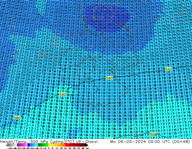 Hoogte/Temp. 500 hPa UK-Global ma 06.05.2024 00 UTC