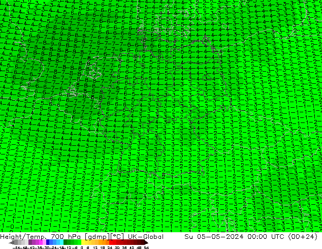 Height/Temp. 700 hPa UK-Global 星期日 05.05.2024 00 UTC