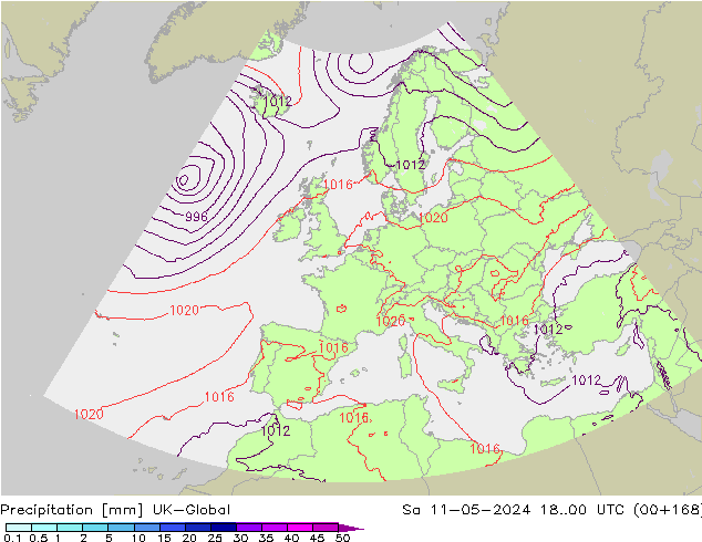 Precipitación UK-Global sáb 11.05.2024 00 UTC
