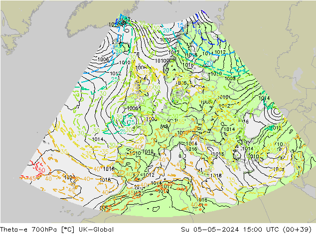Theta-e 700hPa UK-Global Dom 05.05.2024 15 UTC