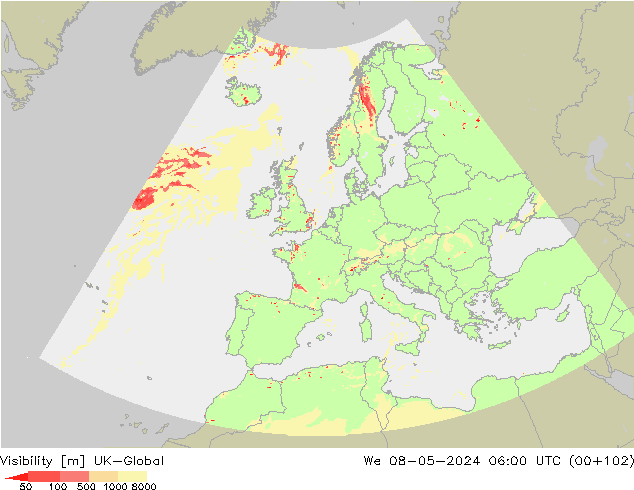 Visibilité UK-Global mer 08.05.2024 06 UTC