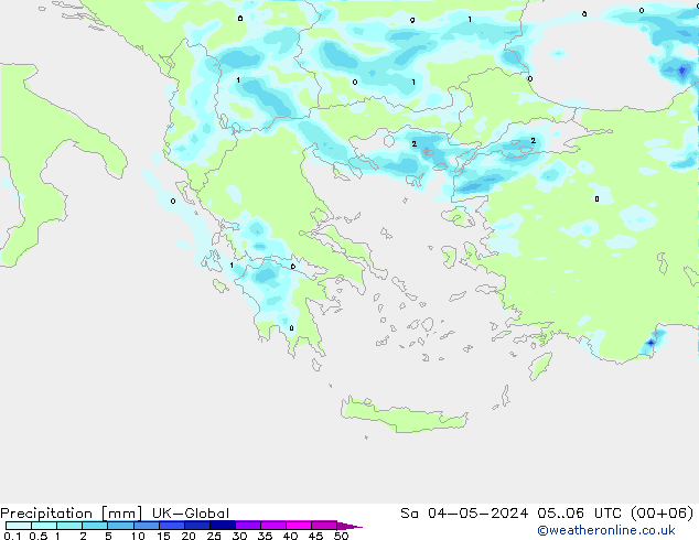 precipitação UK-Global Sáb 04.05.2024 06 UTC