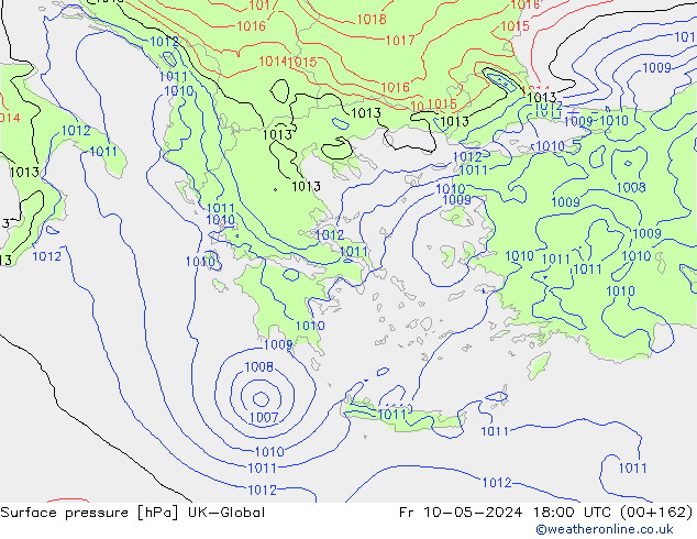 Surface pressure UK-Global Fr 10.05.2024 18 UTC