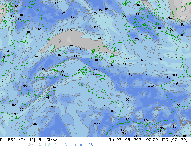 RH 850 hPa UK-Global Ter 07.05.2024 00 UTC