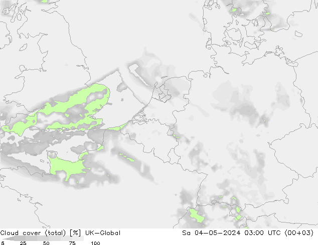 Cloud cover (total) UK-Global Sa 04.05.2024 03 UTC