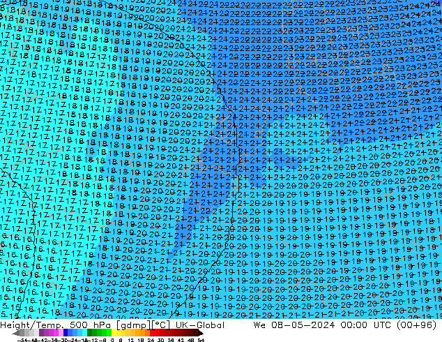 Yükseklik/Sıc. 500 hPa UK-Global Çar 08.05.2024 00 UTC