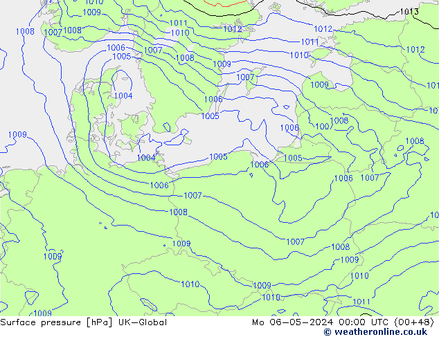 pressão do solo UK-Global Seg 06.05.2024 00 UTC