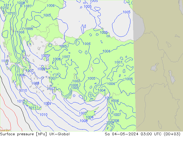 Presión superficial UK-Global sáb 04.05.2024 03 UTC