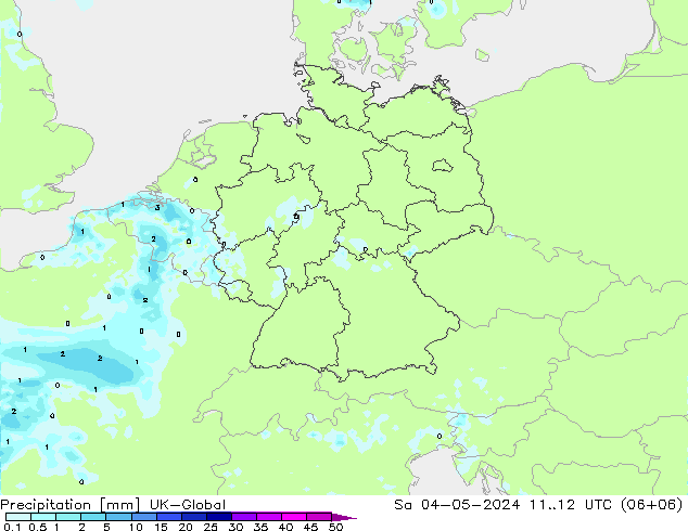 Niederschlag UK-Global Sa 04.05.2024 12 UTC