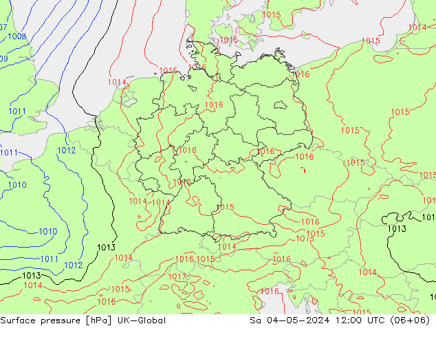 Surface pressure UK-Global Sa 04.05.2024 12 UTC