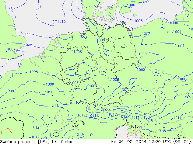 Presión superficial UK-Global lun 06.05.2024 12 UTC