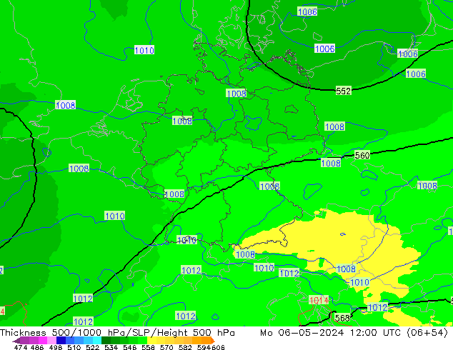 Thck 500-1000hPa UK-Global Mo 06.05.2024 12 UTC