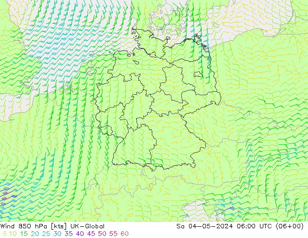 Rüzgar 850 hPa UK-Global Cts 04.05.2024 06 UTC