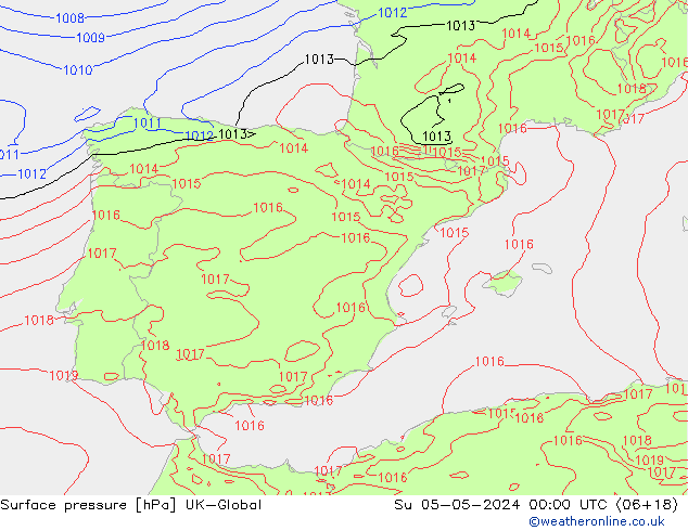 приземное давление UK-Global Вс 05.05.2024 00 UTC