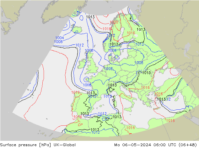 pressão do solo UK-Global Seg 06.05.2024 06 UTC
