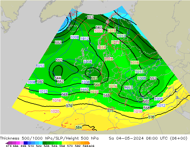 Thck 500-1000hPa UK-Global  04.05.2024 06 UTC