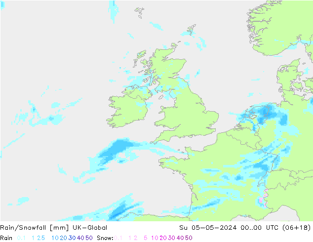 Rain/Snowfall UK-Global  05.05.2024 00 UTC