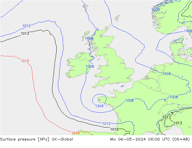 Atmosférický tlak UK-Global Po 06.05.2024 06 UTC