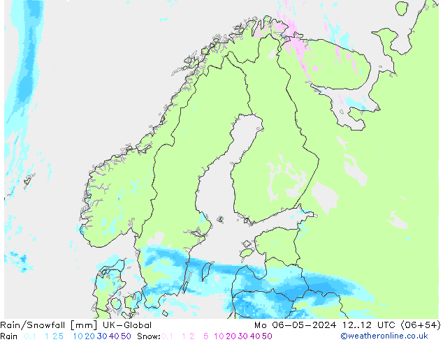 Rain/Snowfall UK-Global lun 06.05.2024 12 UTC