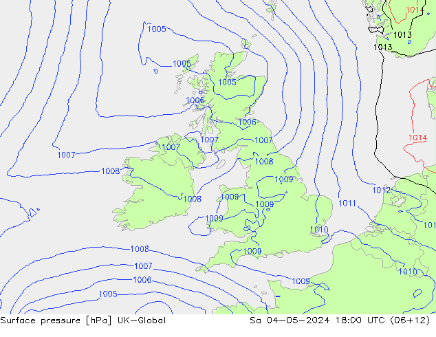 pression de l'air UK-Global sam 04.05.2024 18 UTC