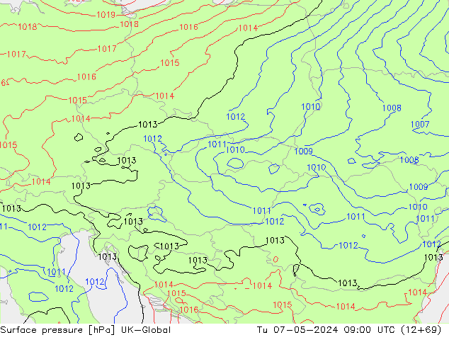 pression de l'air UK-Global mar 07.05.2024 09 UTC