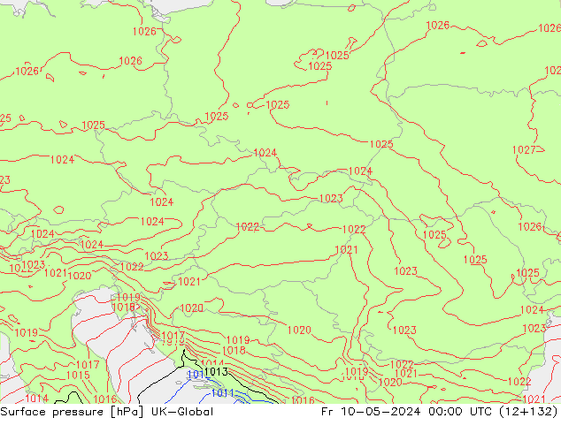 pression de l'air UK-Global ven 10.05.2024 00 UTC