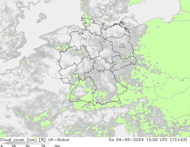 zachmurzenie (niskie) UK-Global so. 04.05.2024 15 UTC