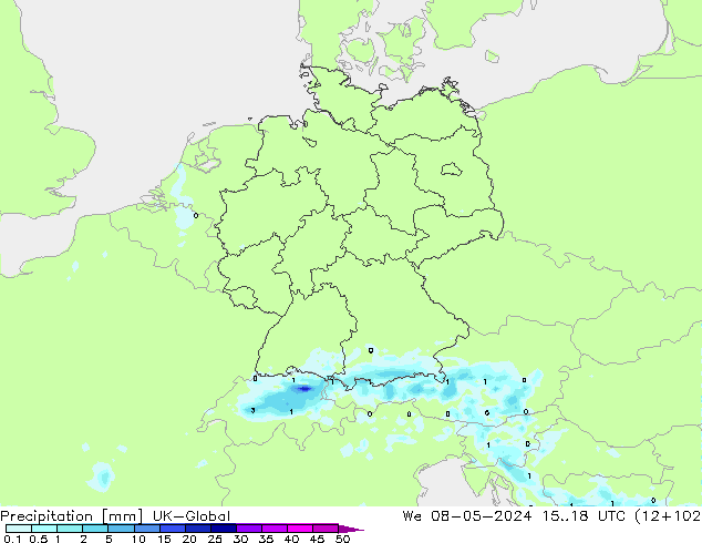 Yağış UK-Global Çar 08.05.2024 18 UTC