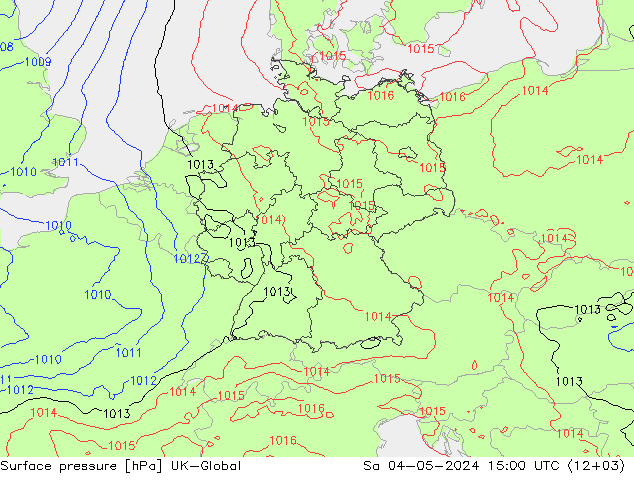 地面气压 UK-Global 星期六 04.05.2024 15 UTC