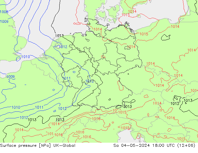 地面气压 UK-Global 星期六 04.05.2024 18 UTC
