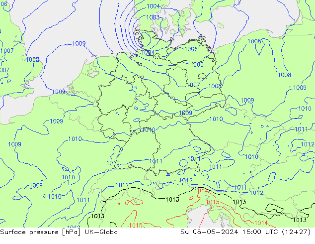 Luchtdruk (Grond) UK-Global zo 05.05.2024 15 UTC